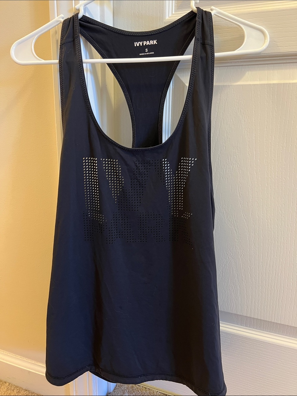 IVY PARK Black Perforated Logo Racerback Tank